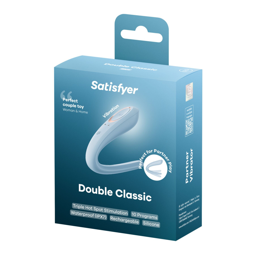 Вібратор для пар Satisfyer Double Classic Light Blue з одним моторчиком фото 7