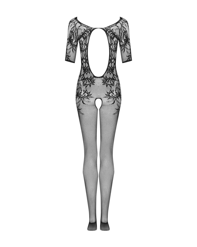 Сетчатый бодистокинг с цветочным рисунком Obsessive Bodystocking F238 S/M/L, black, с доступом, имит фото 4