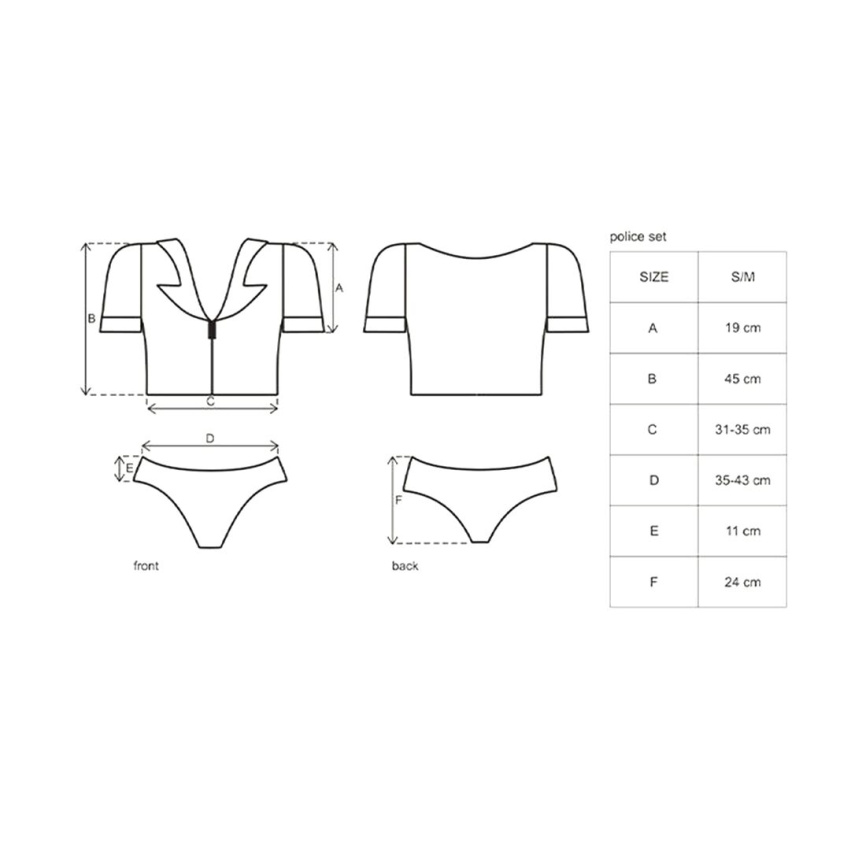 Еротичний костюм поліцейського Obsessive Police set S/M, black, топ, шорти, кепка, пояс, портупея фото 7