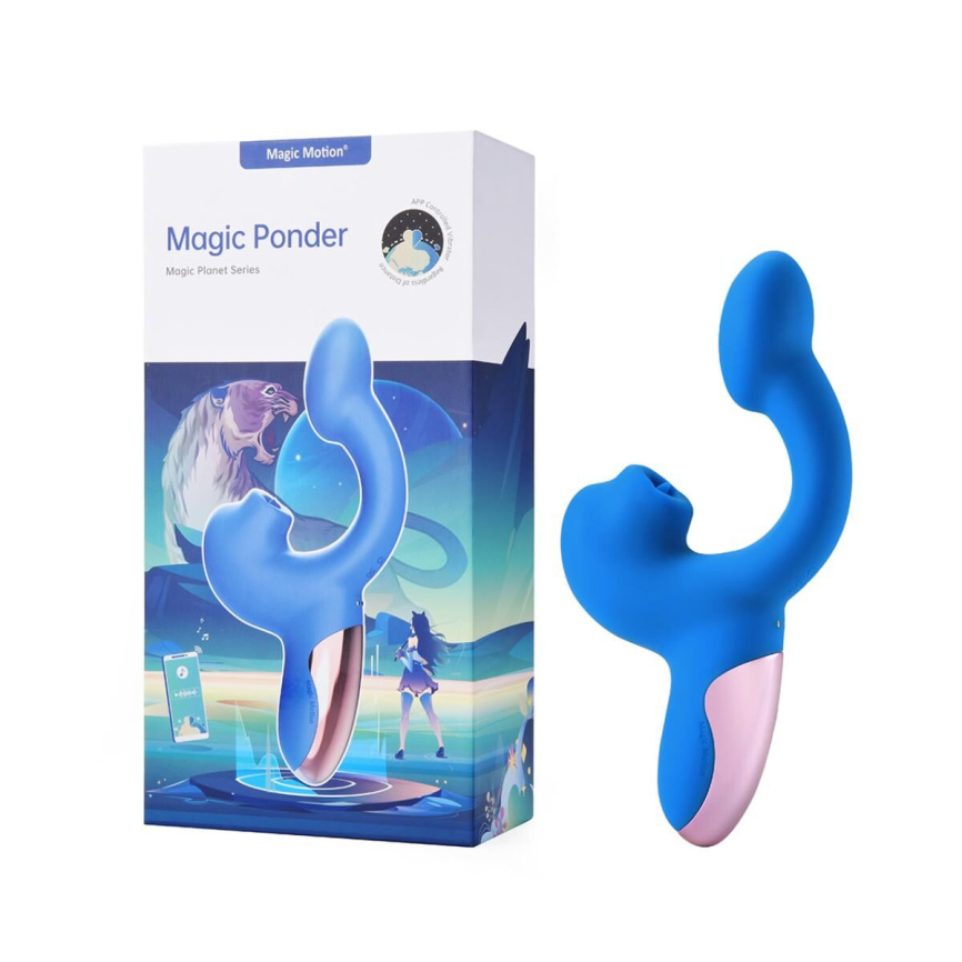 Смарт-вібратор Magic Motion Ponder Blue, подвійна стимуляція, віброяйце+язичок для клітора фото 6