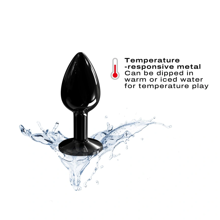 Металлическая анальная пробка с кристаллом Dorcel Diamond Plug Black S фото 3