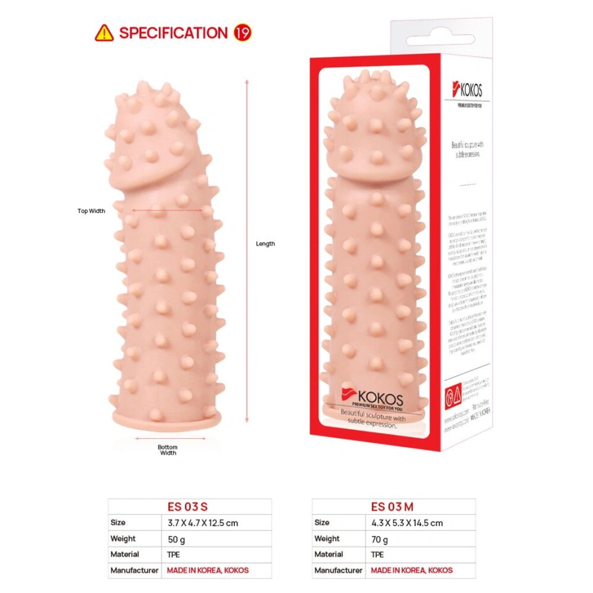 Насадка на член Kokos Extreme Sleeve ES.03 размер M, утолщающая, стимулирующий рельеф фото 5