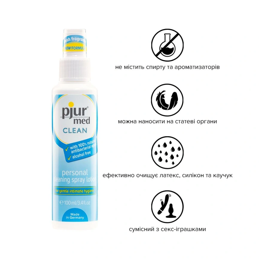 Очищающий спрей pjur med Clean Spray 100 мл, для нежной кожи и игрушек, антибактериальный фото 2
