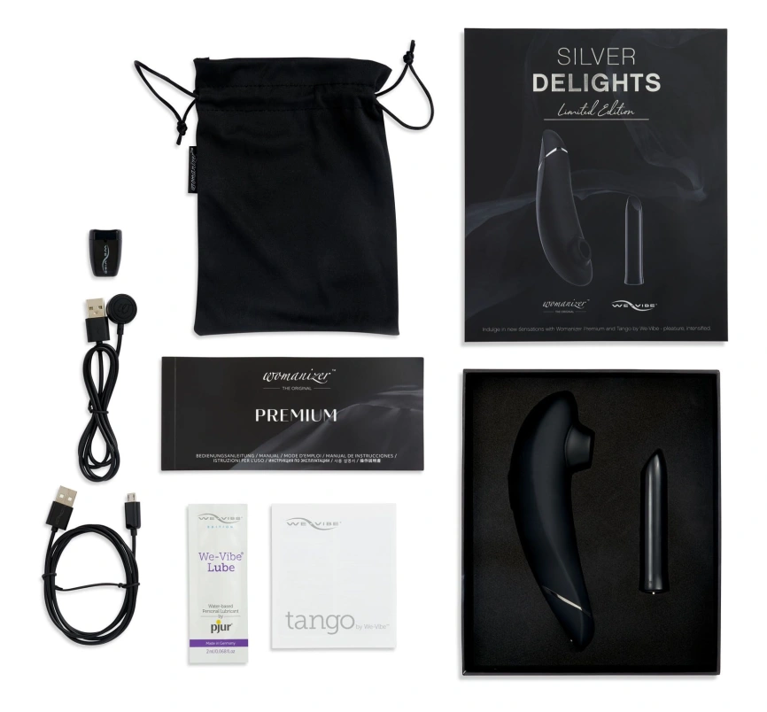 Премиальный подарочный набор Silver Delights Collection: Womanizer Premium и We-Vibe Tango фото 5