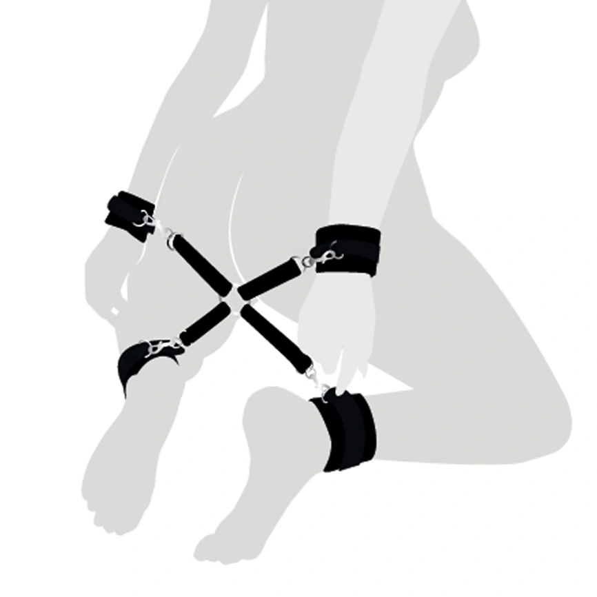 Крестовина из натуральной кожи Art of Sex – 4 Way Connector, черный фото 1