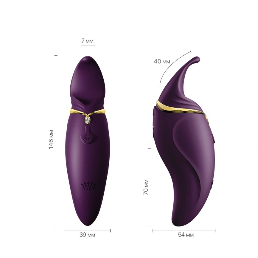 Вибратор 2в1 с язычком Zalo — Hero Twilight Purple, кристалл Swarovski фото 9