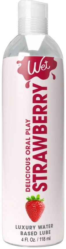 Лубрикант на водной основе Wet Oral Play Strawberry (118 мл), съедобный, без сахара фото 1