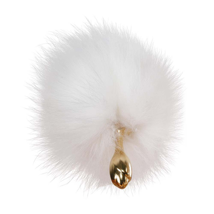 Металева анальна пробка з хутряним хвостом LOCKINK SEVANDA White Fox-Tail Anal Rose-shape Plug фото 7