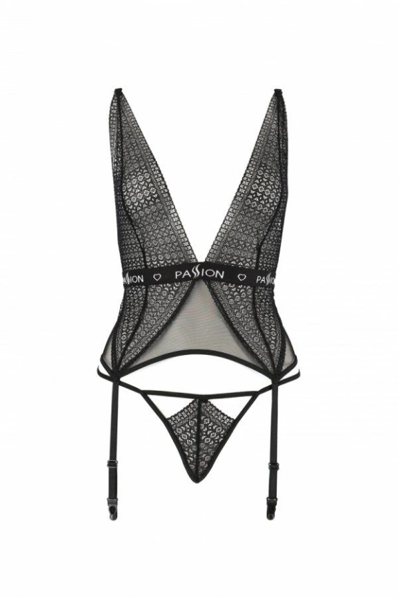 Полупрозрачный корсет Passion Exclusive MIRAJANE CORSET L/XL, black фото 5