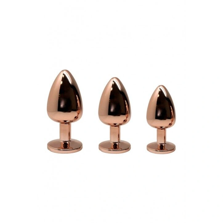 Металлическая анальная пробка Wooomy Tralalo Rose Gold Metal Plug Magenta S диаметр 2,8см, длина 7см фото 3