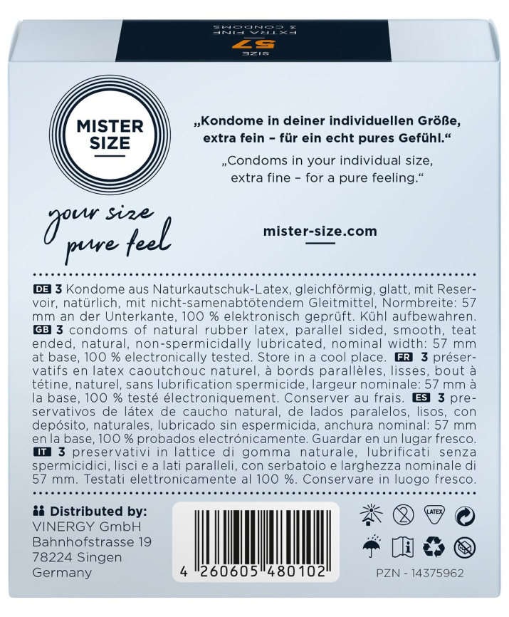 Презервативи Mister Size - pure feel - 57 (3 condoms), товщина 0,05 мм фото 3