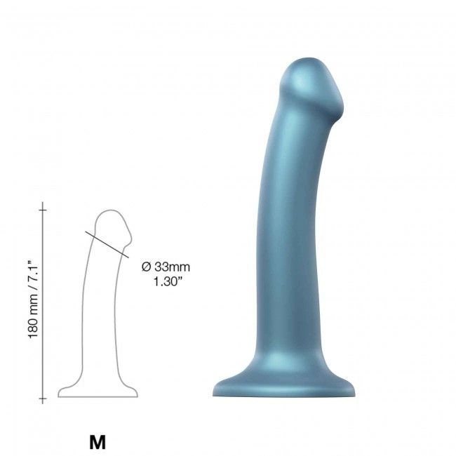 Насадка для страпона Strap-On-Me Mono Density Dildo Blue M, диам. 3,3см, однослойный силикон, гибкий фото 4