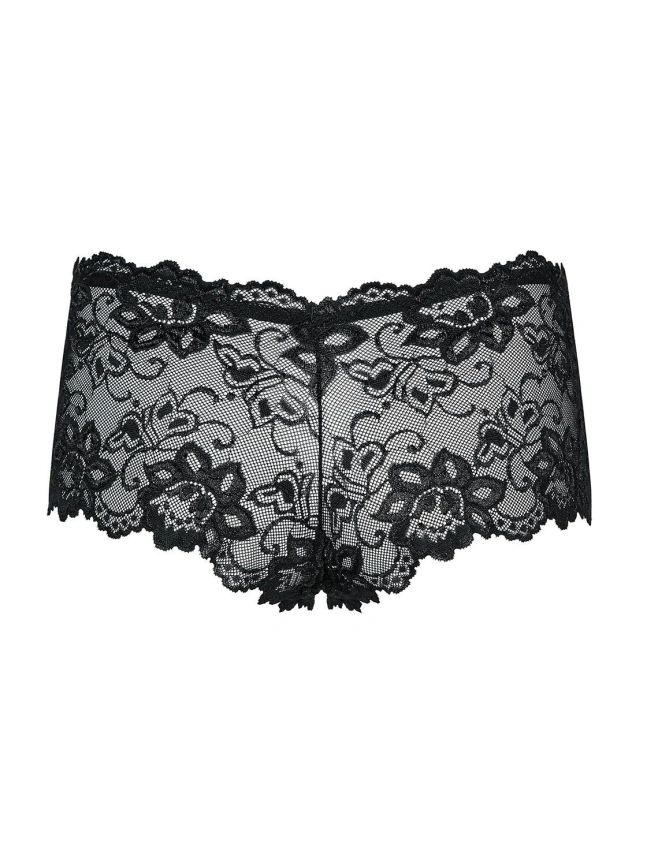 Трусики-шортики Obsessive Idillia shorties, L/XL, черные, кружевные, с низкой посадкой фото 5