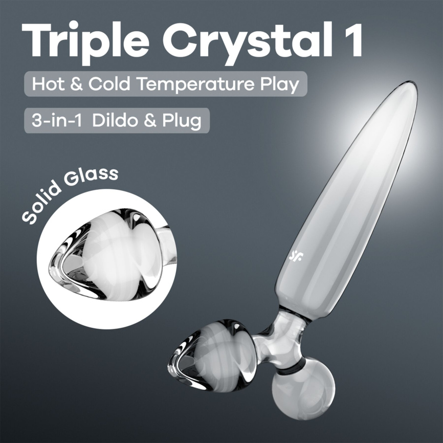 Тристоронній скляний дилдо Satisfyer Triple Crystal 1 Transparent фото 6