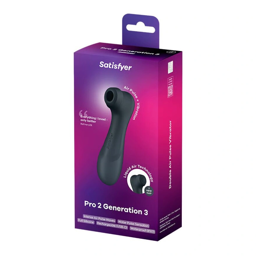 Вакуумный клиторальный стимулятор Satisfyer Pro 2 Generation 3 with Liquid Air Dark Grey фото 7