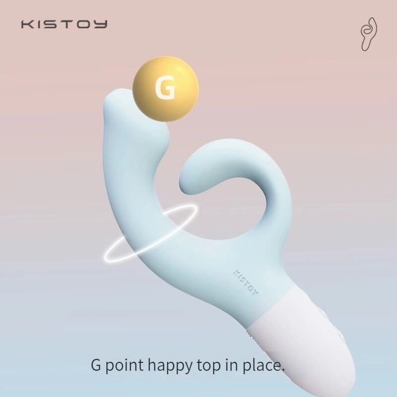 Вибратор-кролик для точки G KISTOY Big G Blue, изогнутый отросток, автоматический подогрев фото 4