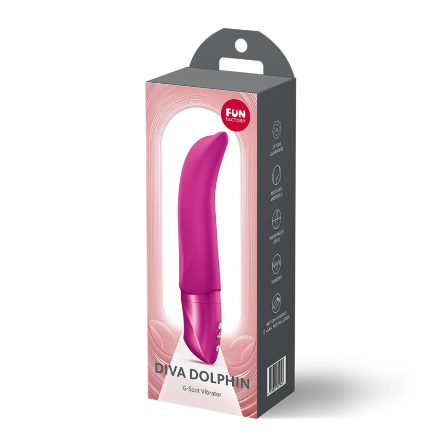 Вибратор для точки G Fun Factory Diva Dolphin Magenta, 10 режимов работы, на батарейках фото 8