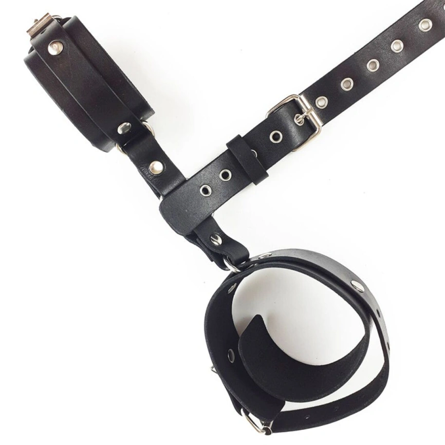 Фиксаторы для шеи и рук Art of Sex - Bondage Set из натуральной кожи, цвет черный фото 12