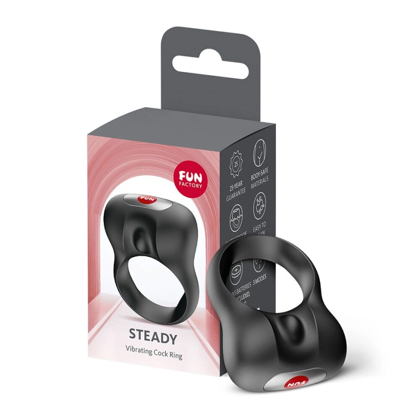Эрекционное виброкольцо Fun Factory Steady Black фото 4