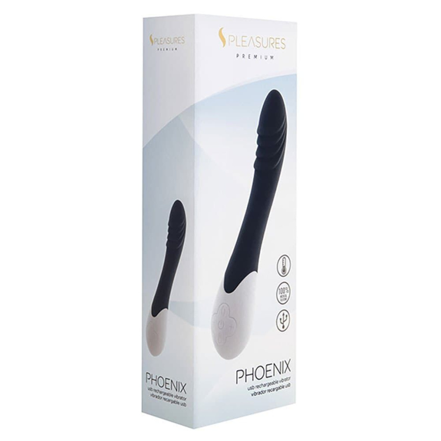 Вібратор S Pleasures Premium Phoenix, для точки G, чорний, водостійкий, 16 видів вібрації, нагрів фото 3