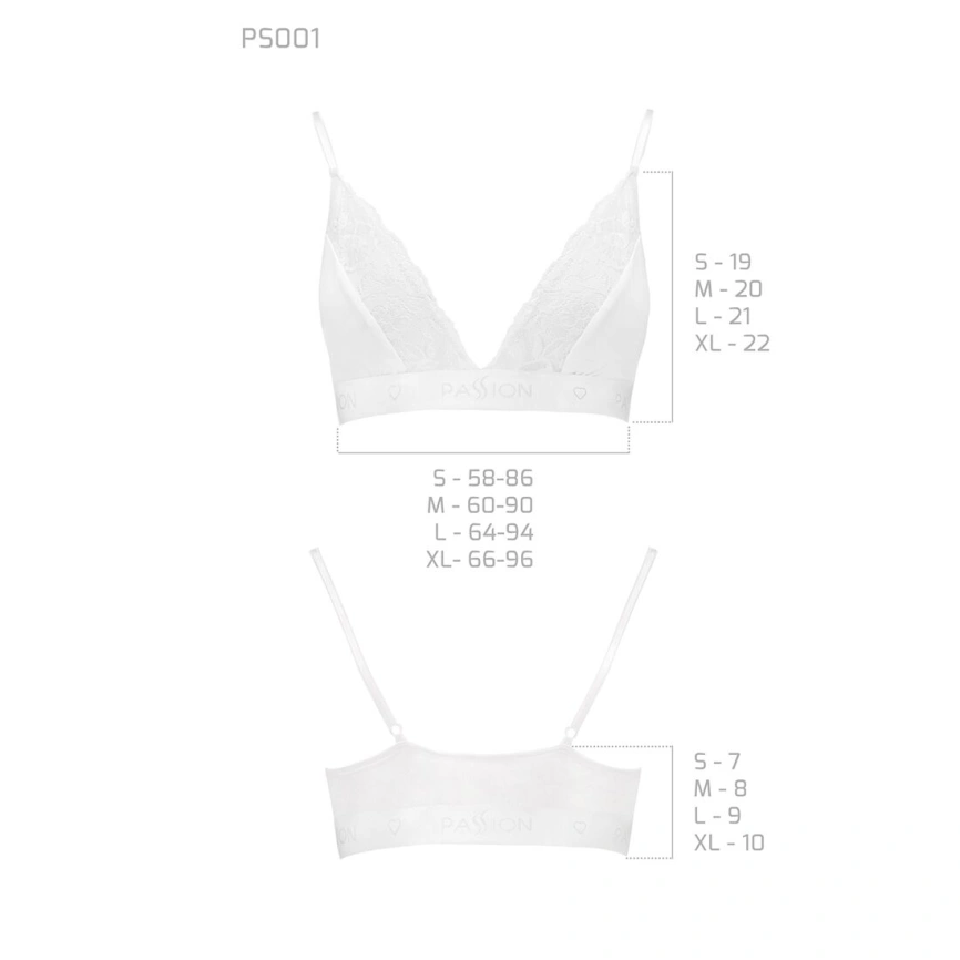 Эластичный топ с кружевом Passion PS001 TOP XL, white фото 10