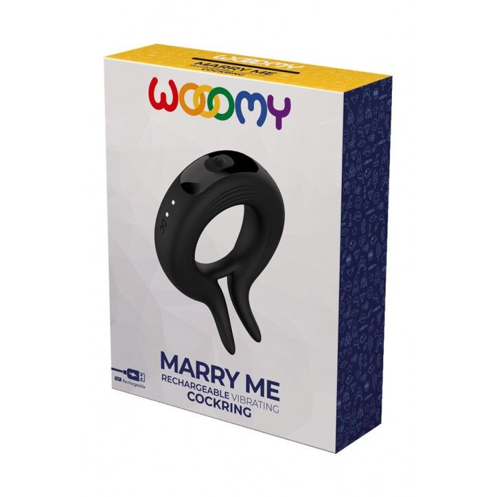 Ерекційне віброкільце Wooomy Marry Me, перезаряджувальне, 10 режимів вібрації, діаметр 4 см фото 4