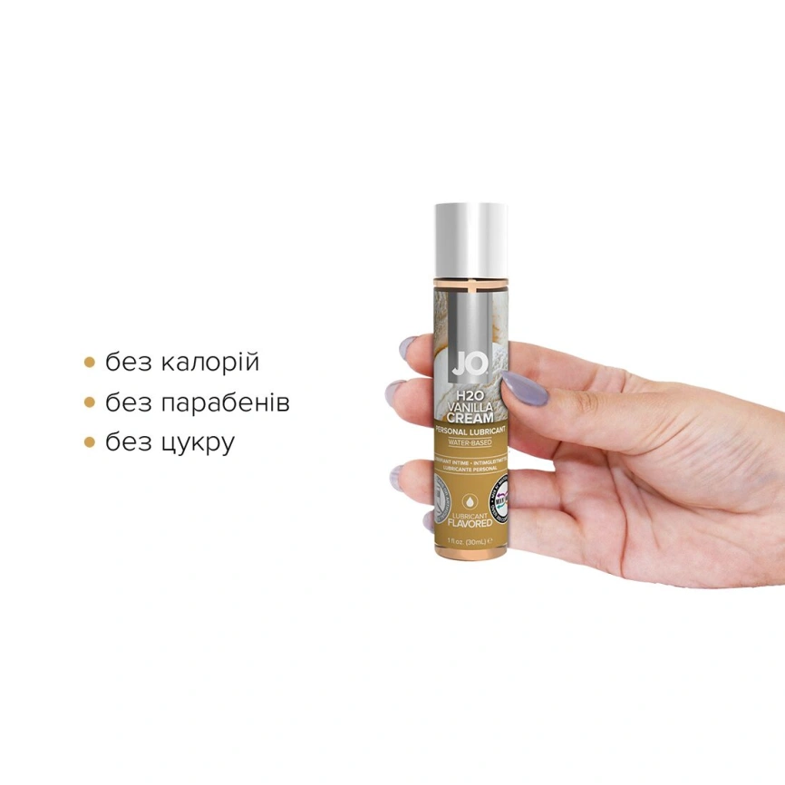 Смазка на водной основе JO H2O — Vanilla Cream (30 мл) без сахара, растительный глицерин фото 2