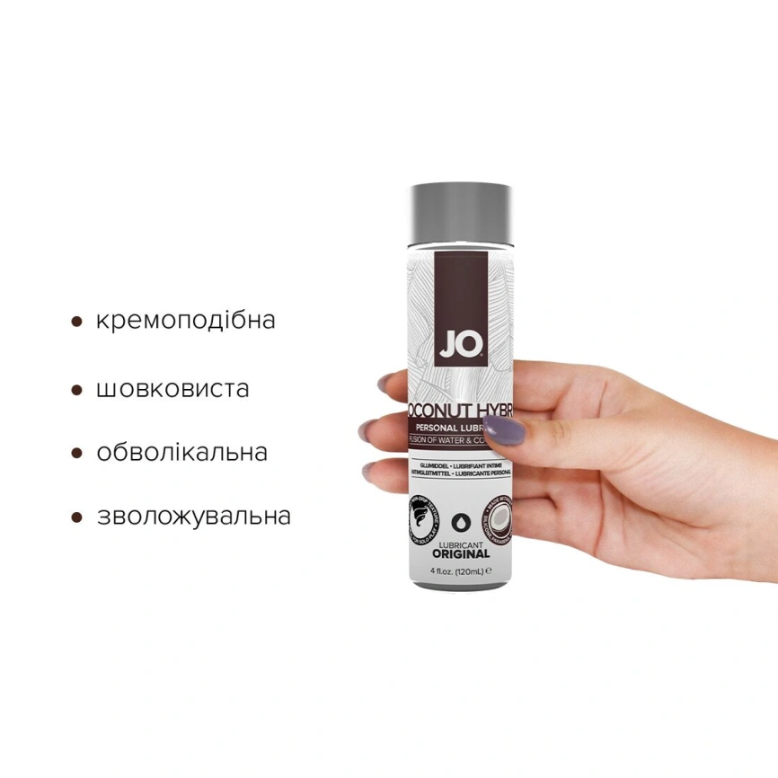 Смазка-крем с кокосовым маслом JO Coconut Hybrid ORIGINAL (120 мл) белая фото 6