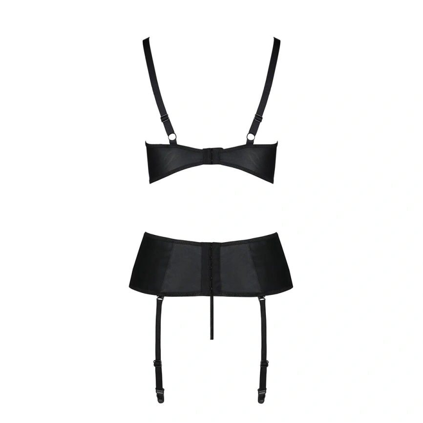 Корсет с открытой грудью Passion JANNIES CORSET S/M black, стринги в наборе фото 11