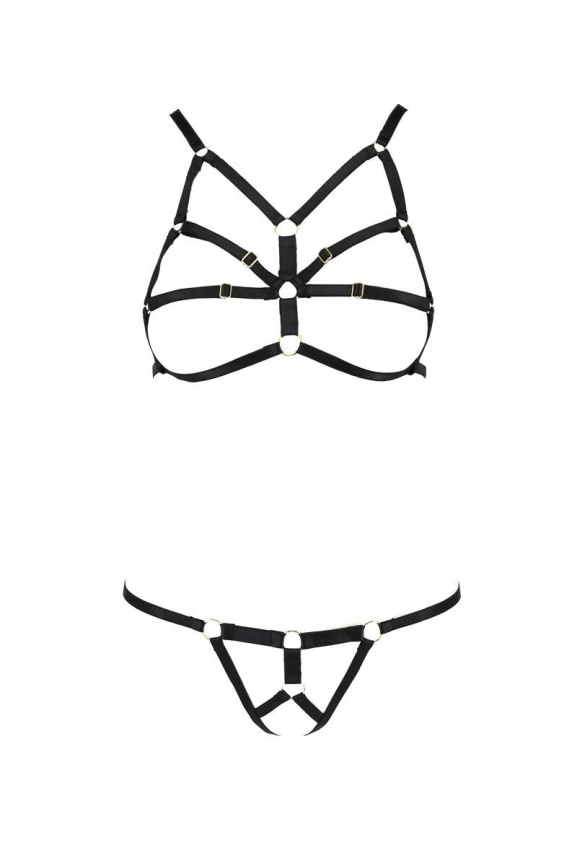 Комплект белья из стреп Passion Exclusive ARMANDA SET S/M, black фото 1