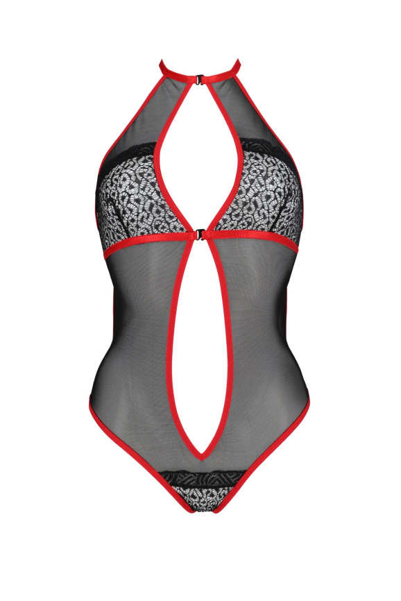 Сітчасте боді з мереживом на грудях Passion SATARA BODY L/XL red фото 3