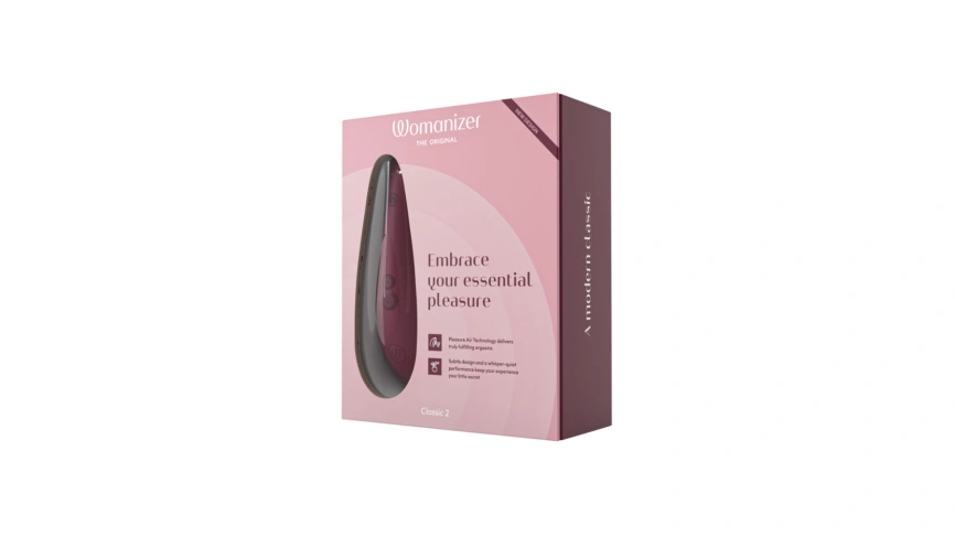 Вакуумный клиторальный стимулятор Womanizer Classic 2 - Bordeaux, 10 режимов, функция Afterglow фото 8