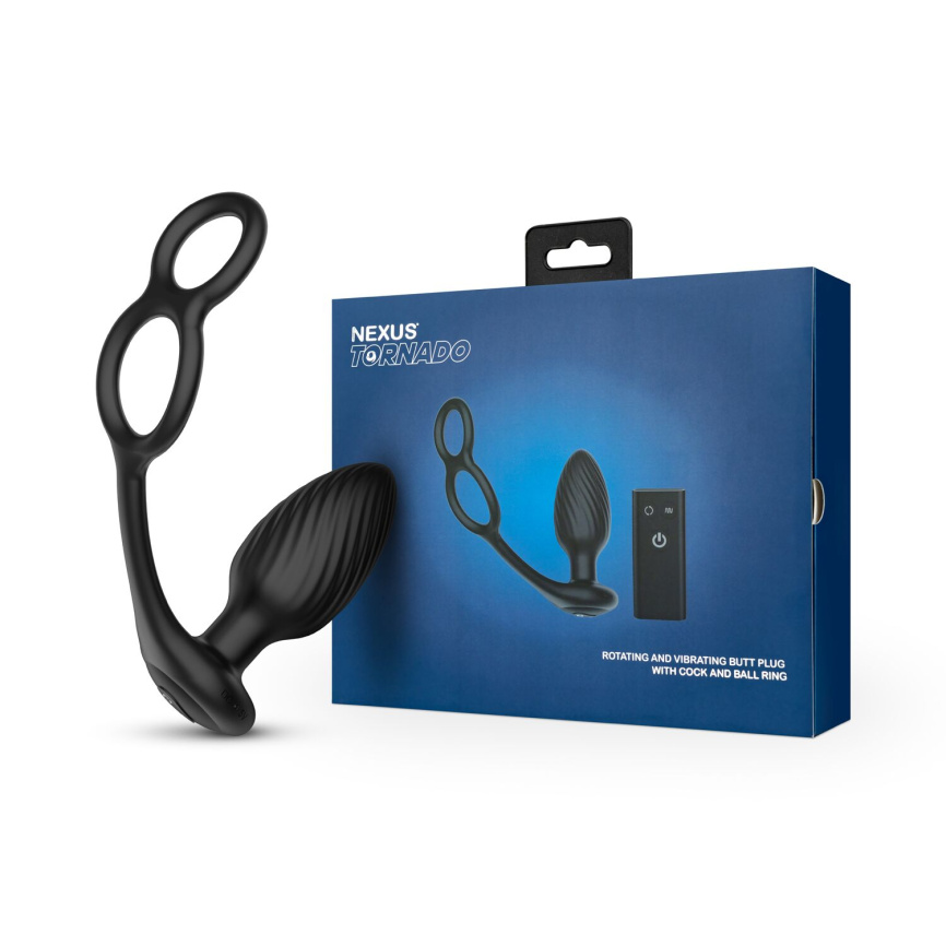 Анальна вібропробка Nexus Tornado Cock and Ball Ring обертання+вібрація, ерекційне кільце, пульт фото 10
