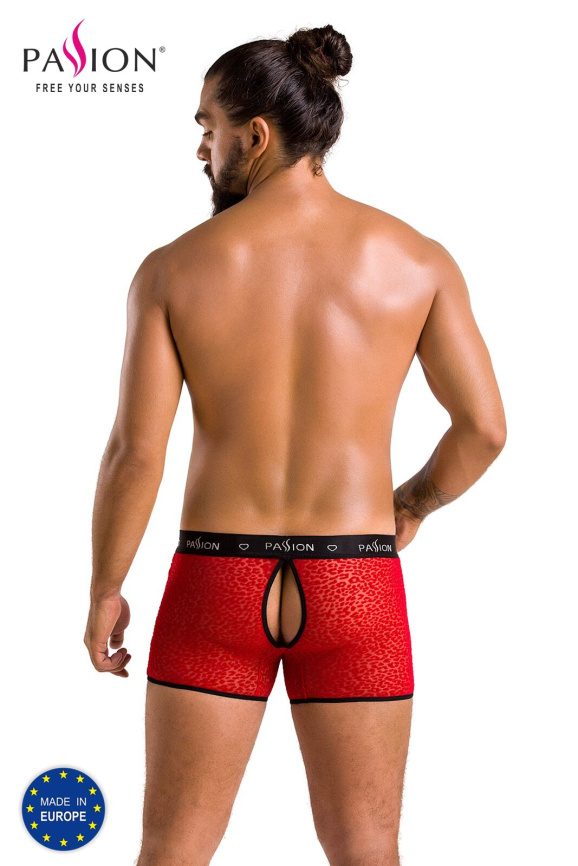 Чоловічі прозорі боксери Passion 046 SHORT PARKER S/M Red, сітка, під леопард фото 6