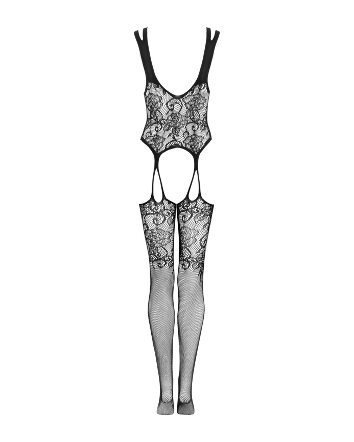 Бодістокінг Obsessive Bodystocking F237 S/M/L, рослинне плетіння, імітація панчіх фото 6