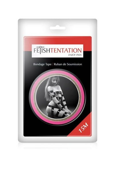 Скотч для бондажа Fetish Tentation Fuchsia  (15м), не липнет к коже и волоскам, только сам к себе фото 2