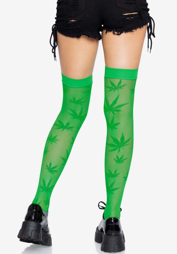 Чулки с рисунком Leg Avenue 420 Net thigh highs Green фото 2