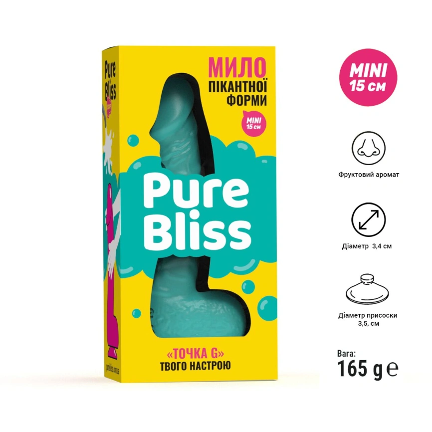 Мыло в форме пениса Pure Bliss MINI Turquoise, крафтовое мыло-член, натуральное фото 6