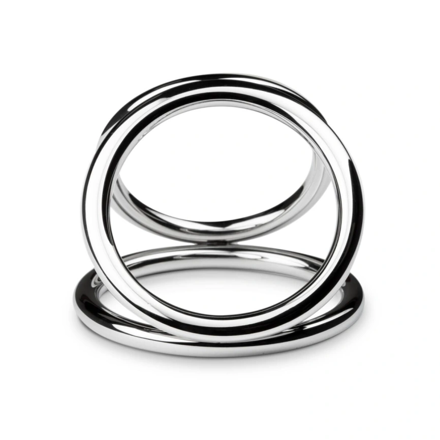 Тройное эрекционное кольцо Sinner Gear Unbendable — Triad Chamber Metal Cock and Ball Ring — Large фото 3