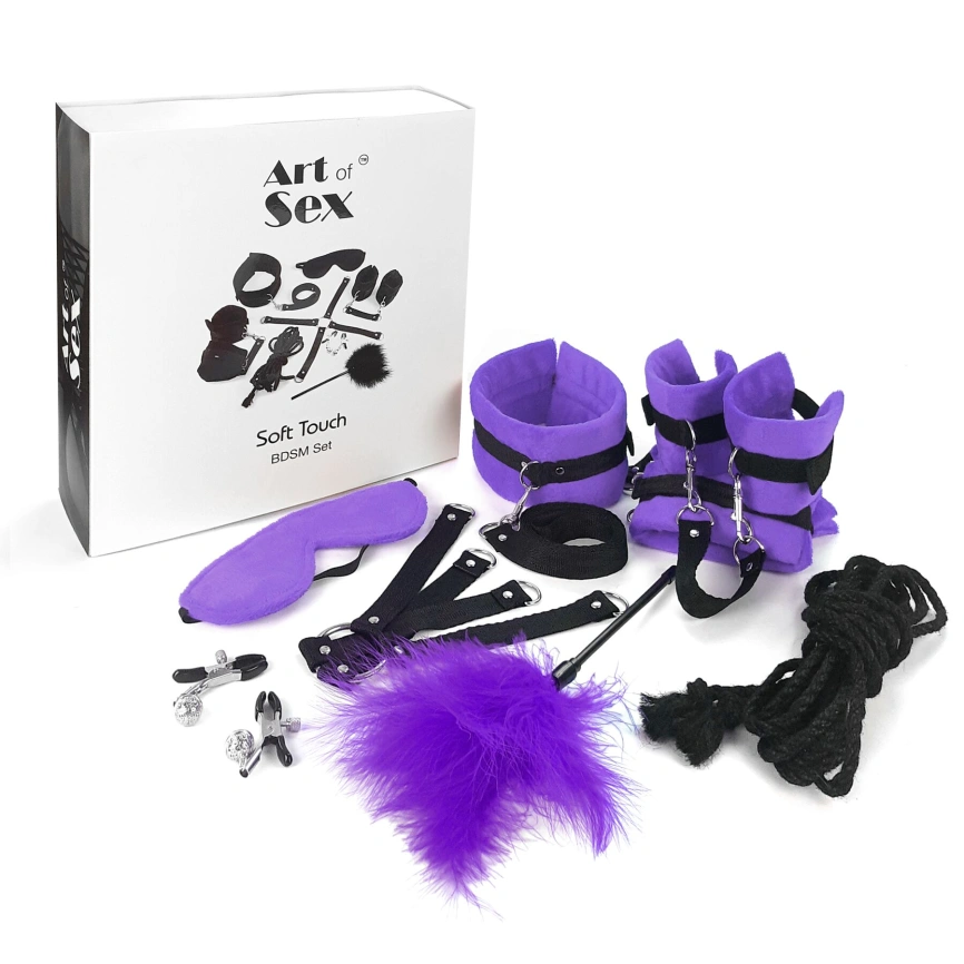 BDSM-набор Art of Sex – Soft Touch BDSM Set, фиолетовый, 9 предметов фото 1