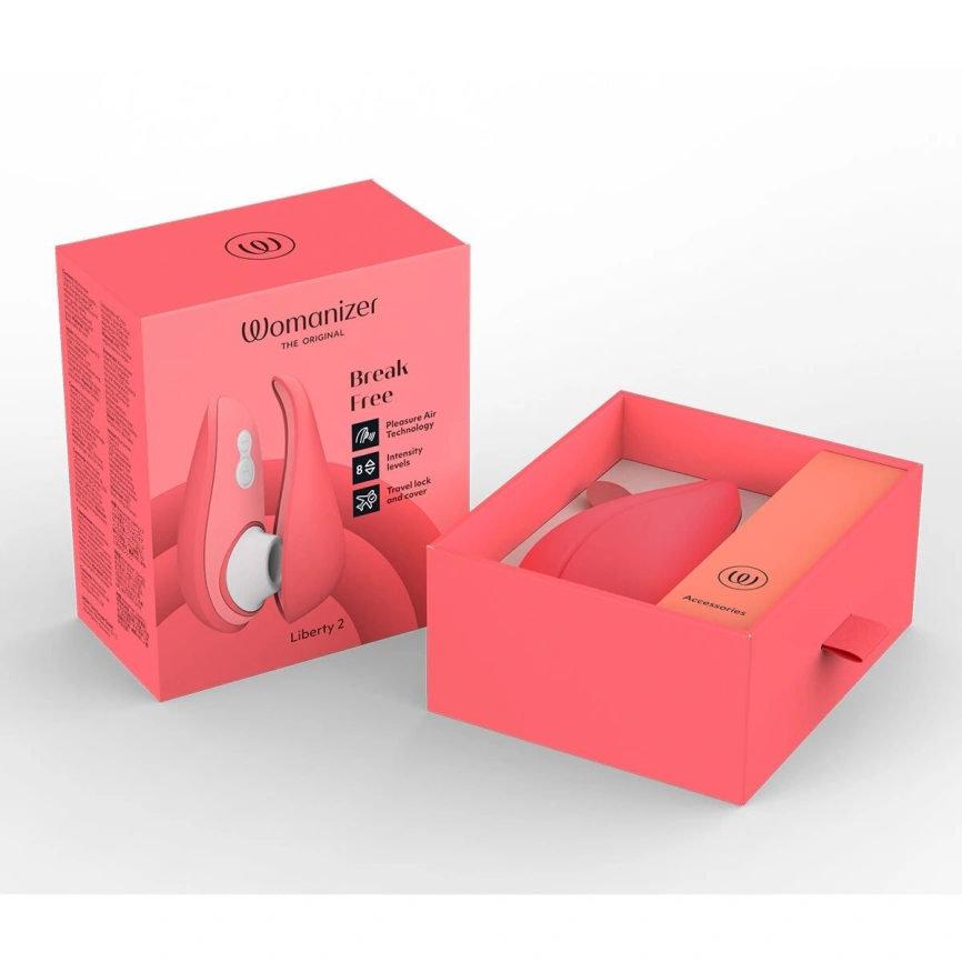 Вакуумный клиторальный стимулятор Womanizer Liberty 2 Vibrant Rose, 8 режимов, магнитная крышечка фото 8