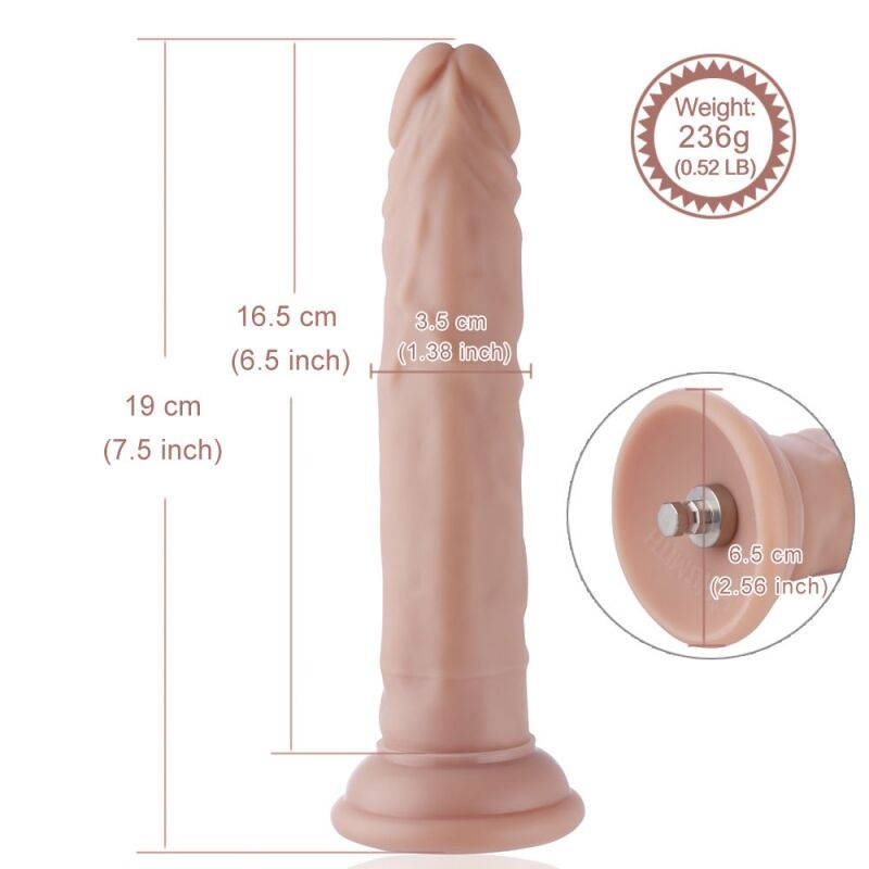 Реалістичний фалоімітатор для секс-машин Hismith 7.5″ Flexible Silicone Dildo, система KlicLok фото 8
