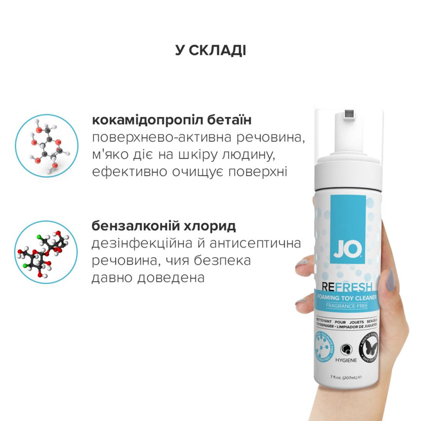 М’яка пінка для очищення іграшок JO REFRESH (207 мл) дезінфікує, проникає глибоко фото 5
