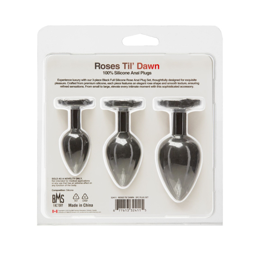 Набір силіконових анальних пробок BMS Roses Til’ Dawn Silicone Anal Plug Kit (пошкоджене паковання!!!) фото 9
