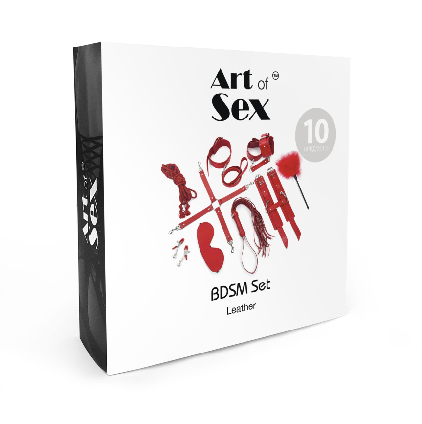 Набір BDSM Art of Sex – Set Leather, 10 предметів, чорний, натуральна шкіра фото 4