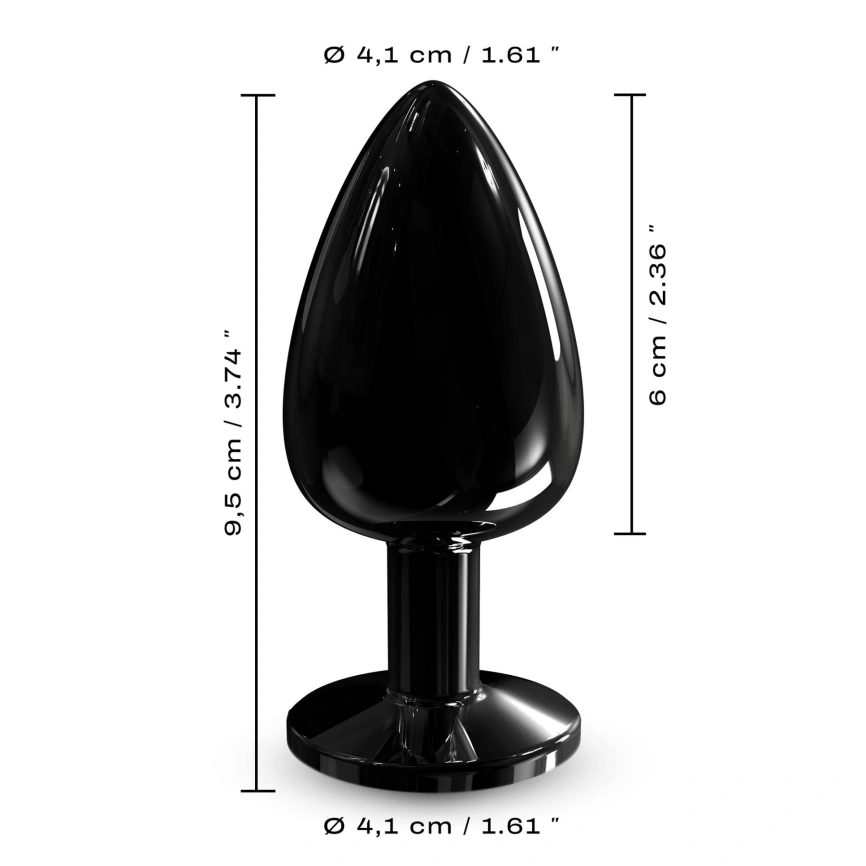Металлическая анальная пробка с кристаллом Dorcel Diamond Plug Black L фото 5