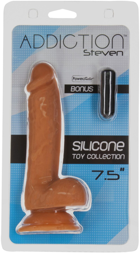 Фалоімітатор ADDICTION Steven 7.5" Silicone Dong Caramel, віброкуля в подарунок фото 6