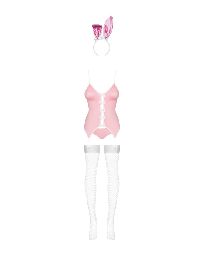 Еротичний костюм зайчика Obsessive Bunny suit 4 pcs costume pink L/XL, рожевий, топ з підв’язками фото 5