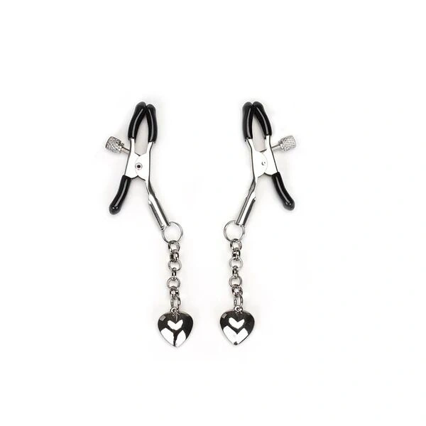 Зажимы для сосков Liebe Seele Solid Heart Nipple Clamps Silver, подвеска-сердечко фото 1
