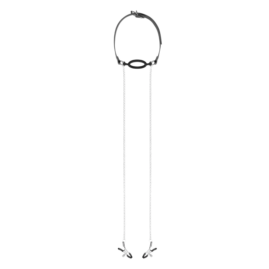 Зажимы с кляпом для сосков  Bedroom Fantasies: Nipple Clamps & Silicone Gag Ring фото 2